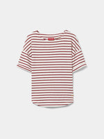 Camiseta de Algodón a Rayas con Manga Corta