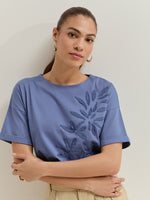 Camiseta Algodón Bordado Hojas