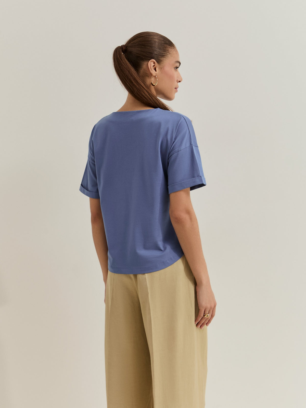 Camiseta Algodón Bordado Hojas