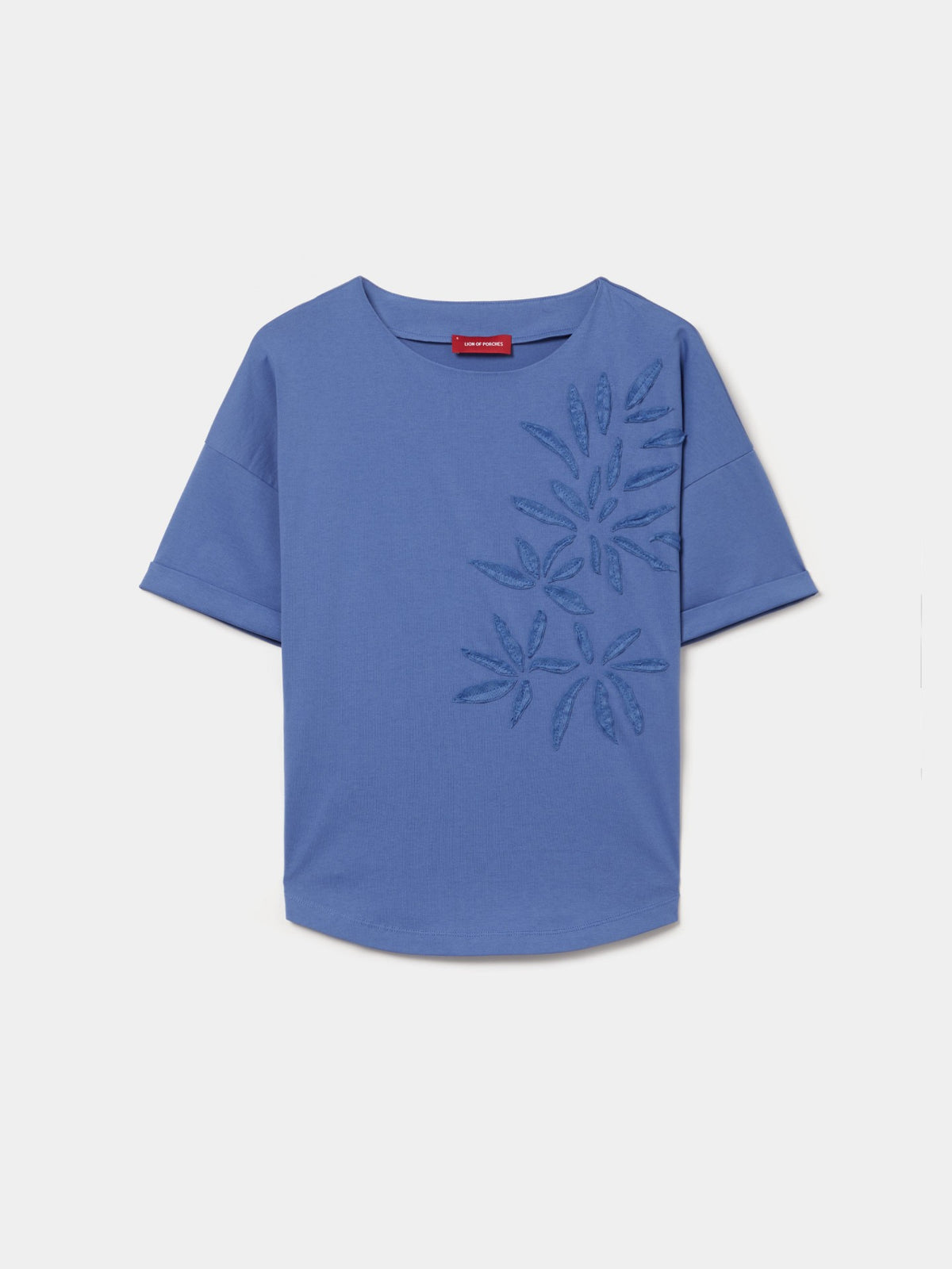 Camiseta Algodón Bordado Hojas
