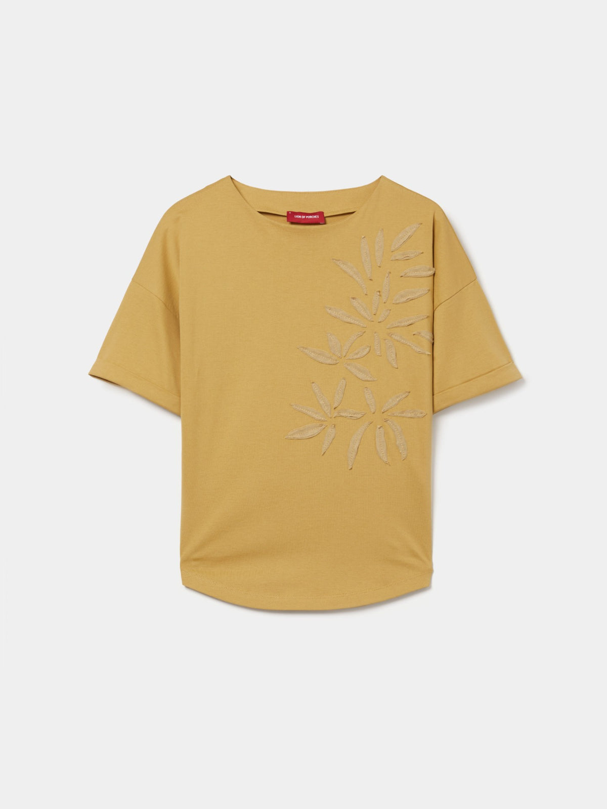 Camiseta Algodón Bordado Hojas