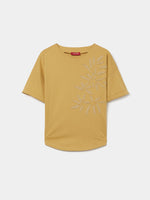 Camiseta Algodón Bordado Hojas