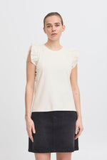 Camiseta Blanca Básica con Volante en Manga