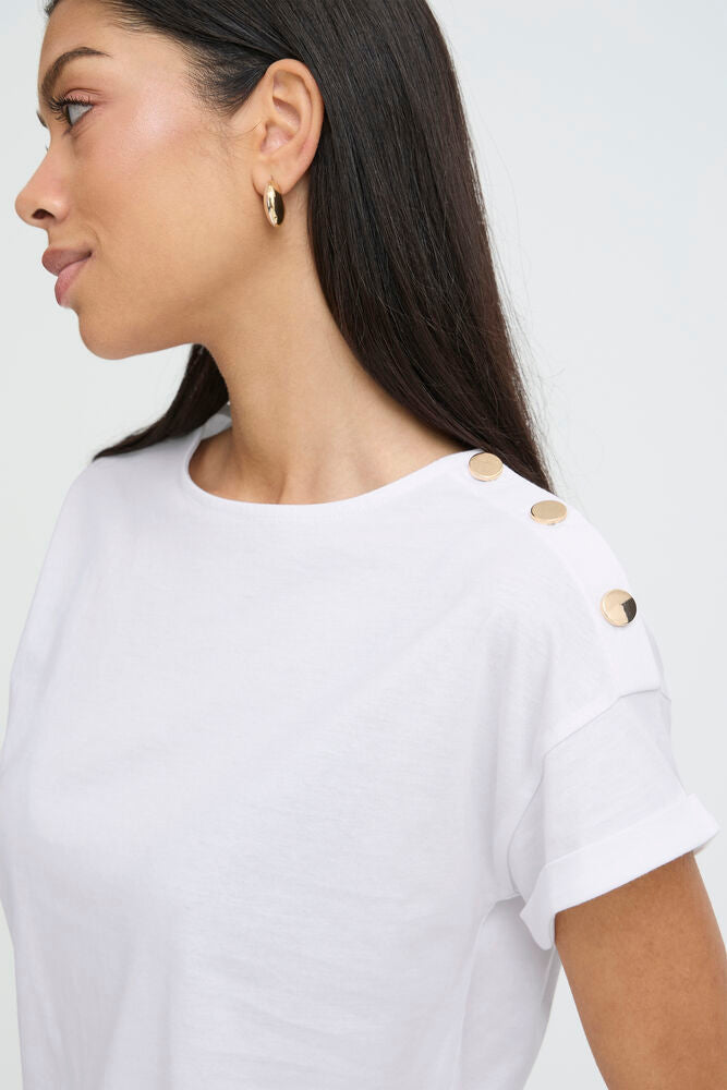 Camiseta Básica con Botones Dorados