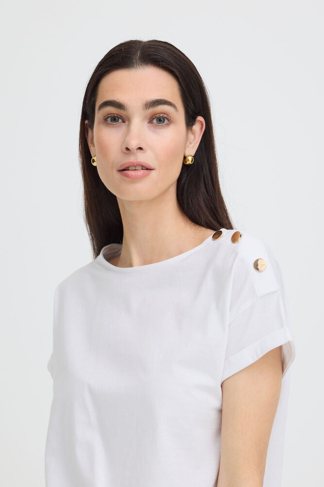 Camiseta Básica con Botones Dorados
