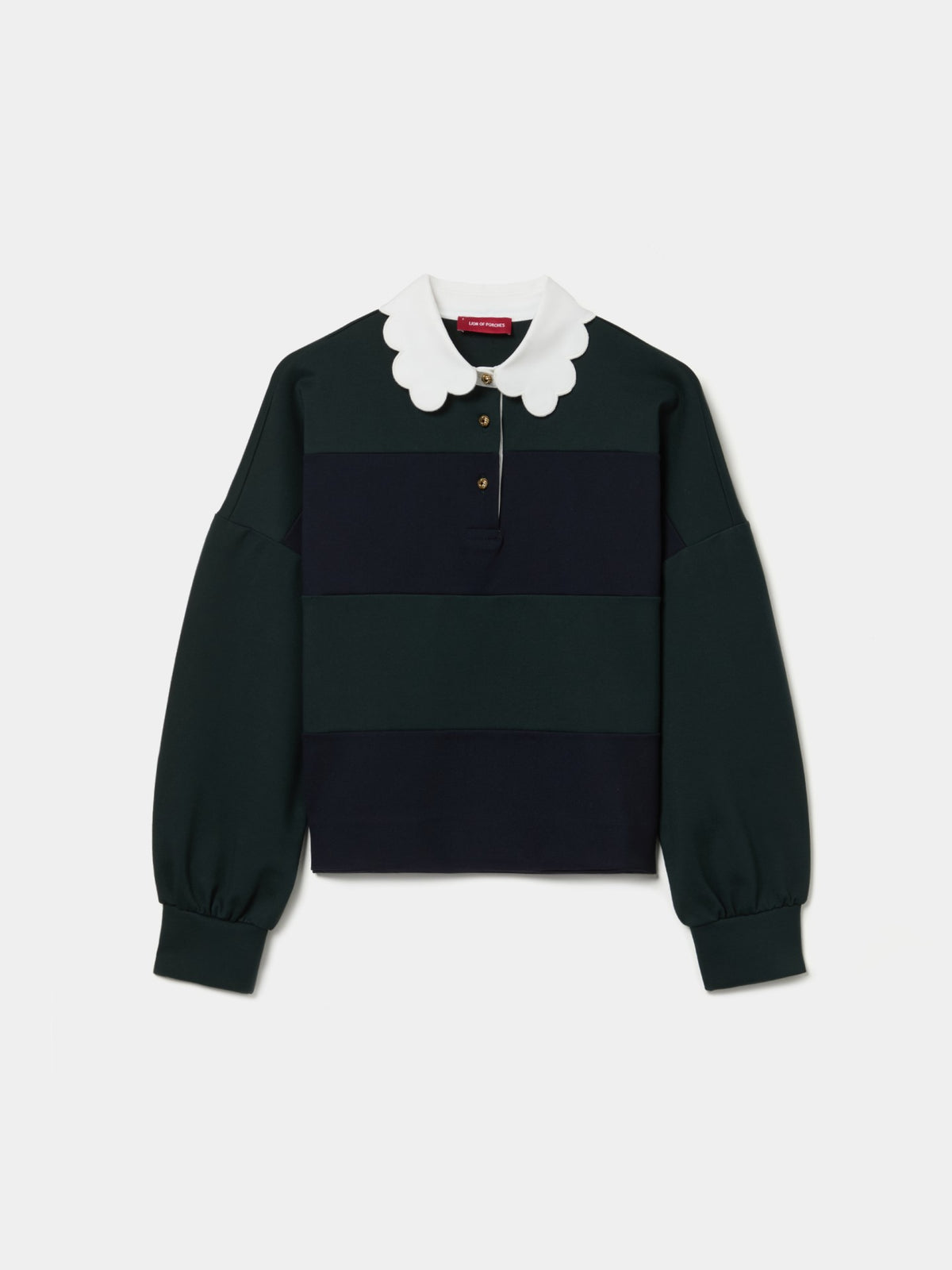 POLO MANGA LARGA CON RAYAS VERDE Y MARINO