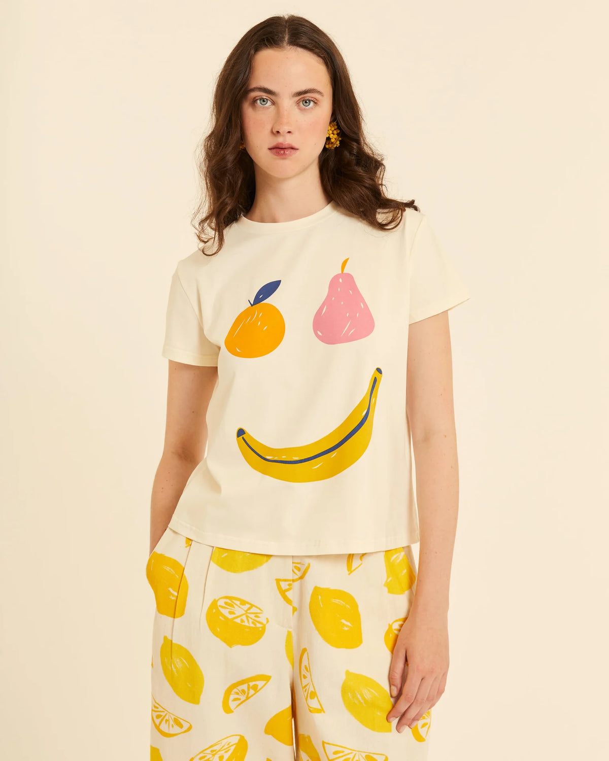 Camiseta Algodón con Estampado de Frutas