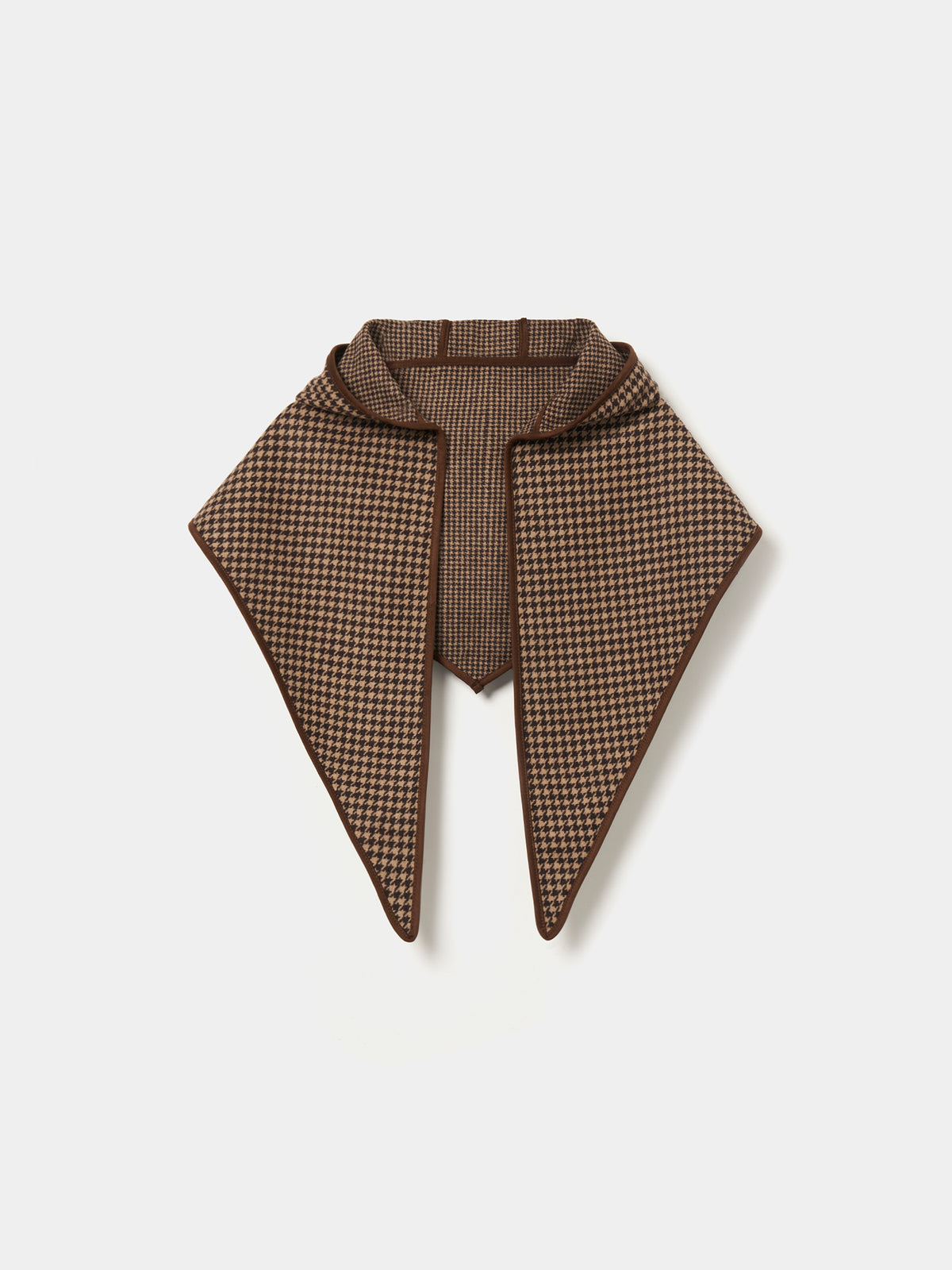 Capucha con bufanda integrada de lana con estampado de pata de gallo