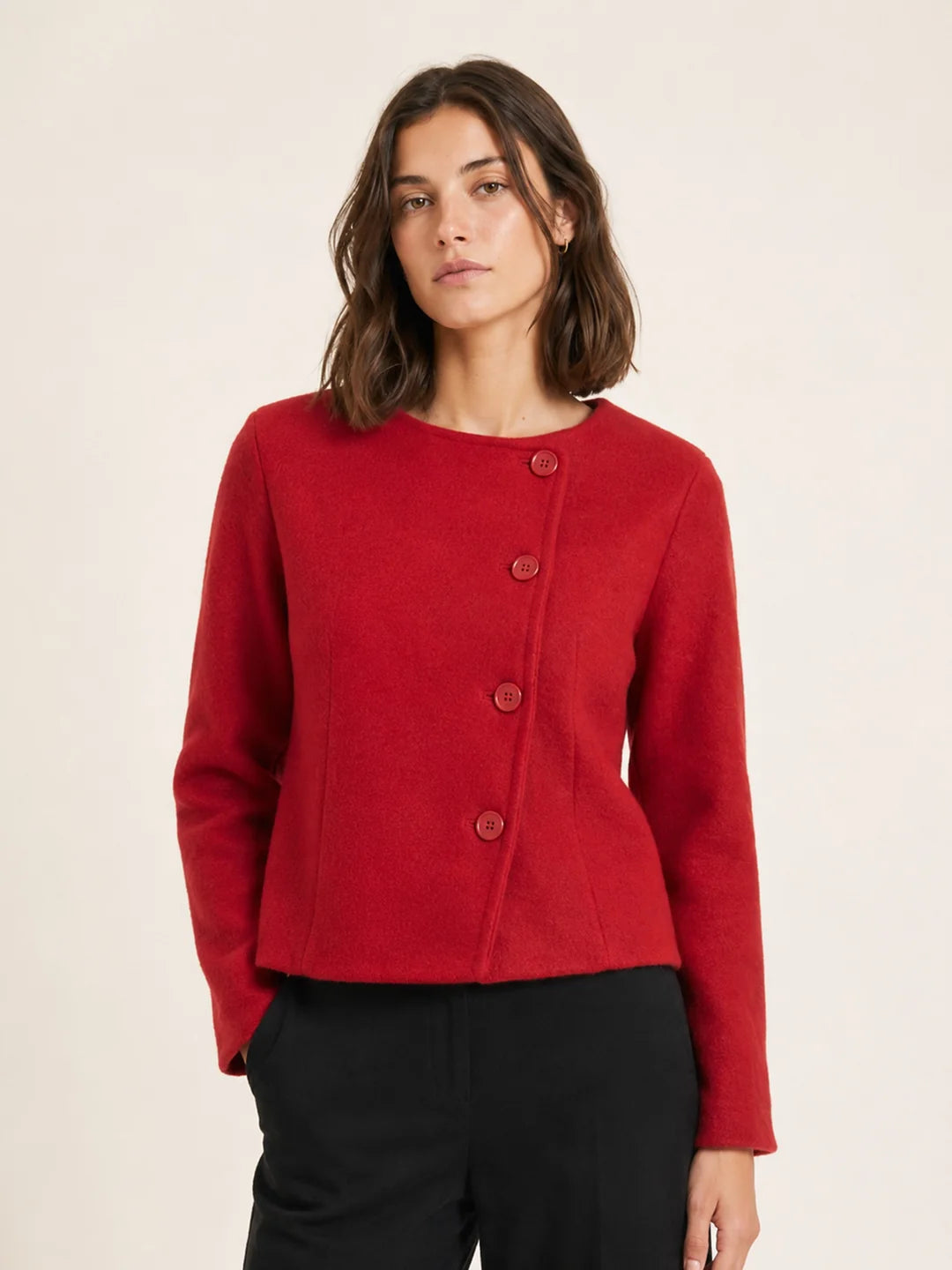 CHAQUETA CORTA PELO VEGANO ROJA