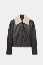 CHAQUETA PIEL CON CUELLO DESMONTABLE
