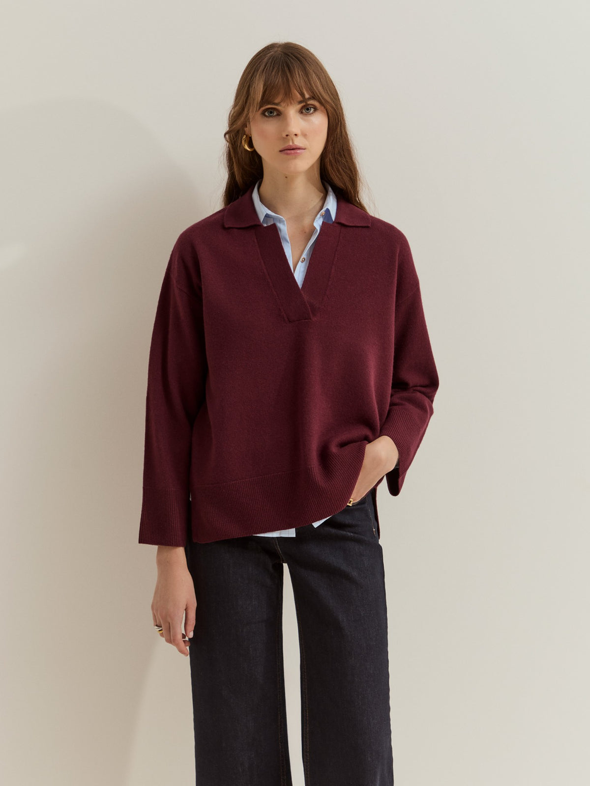 JERSEY LANA CON CUELLO POLO Y ESCOTE V