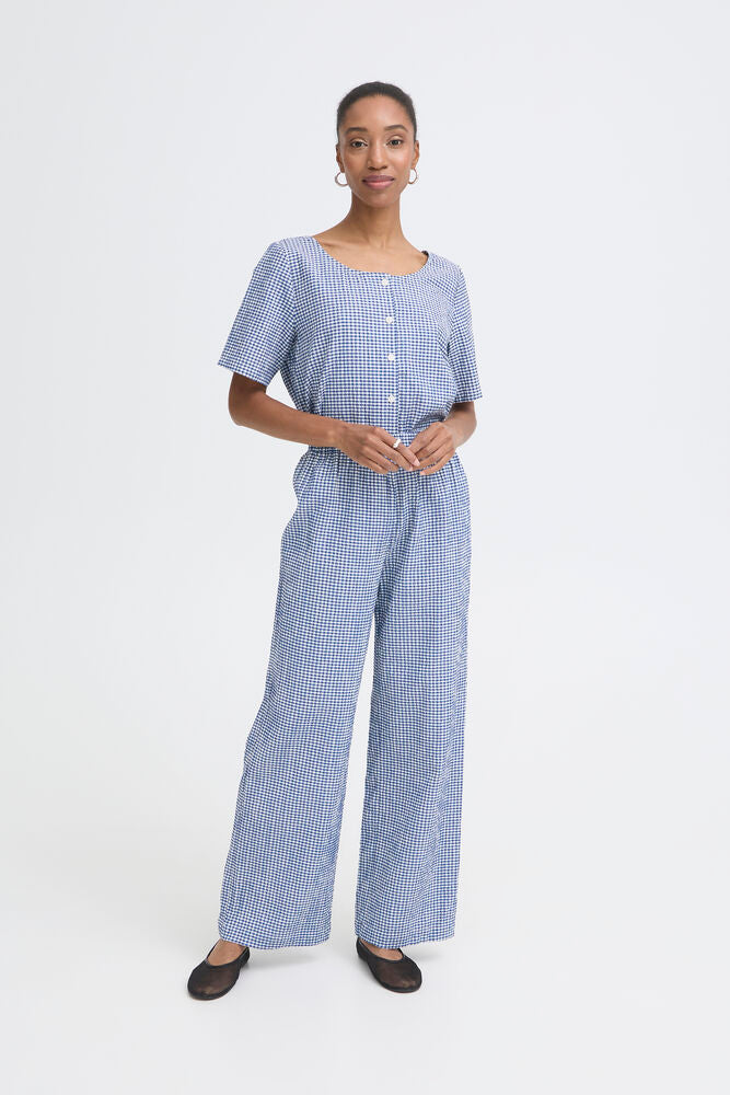Pantalón Largo Cuadros Blanco y Azul
