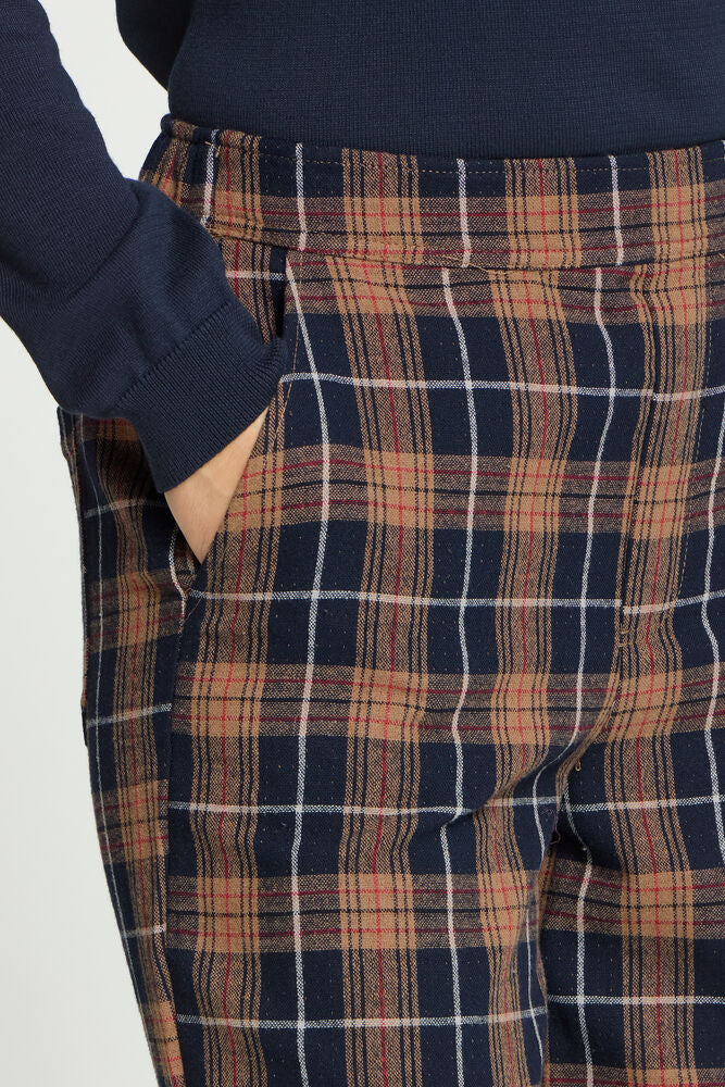 PANTALON CUADROS CINTURA ELASTICA Y PIERNA ANCHA