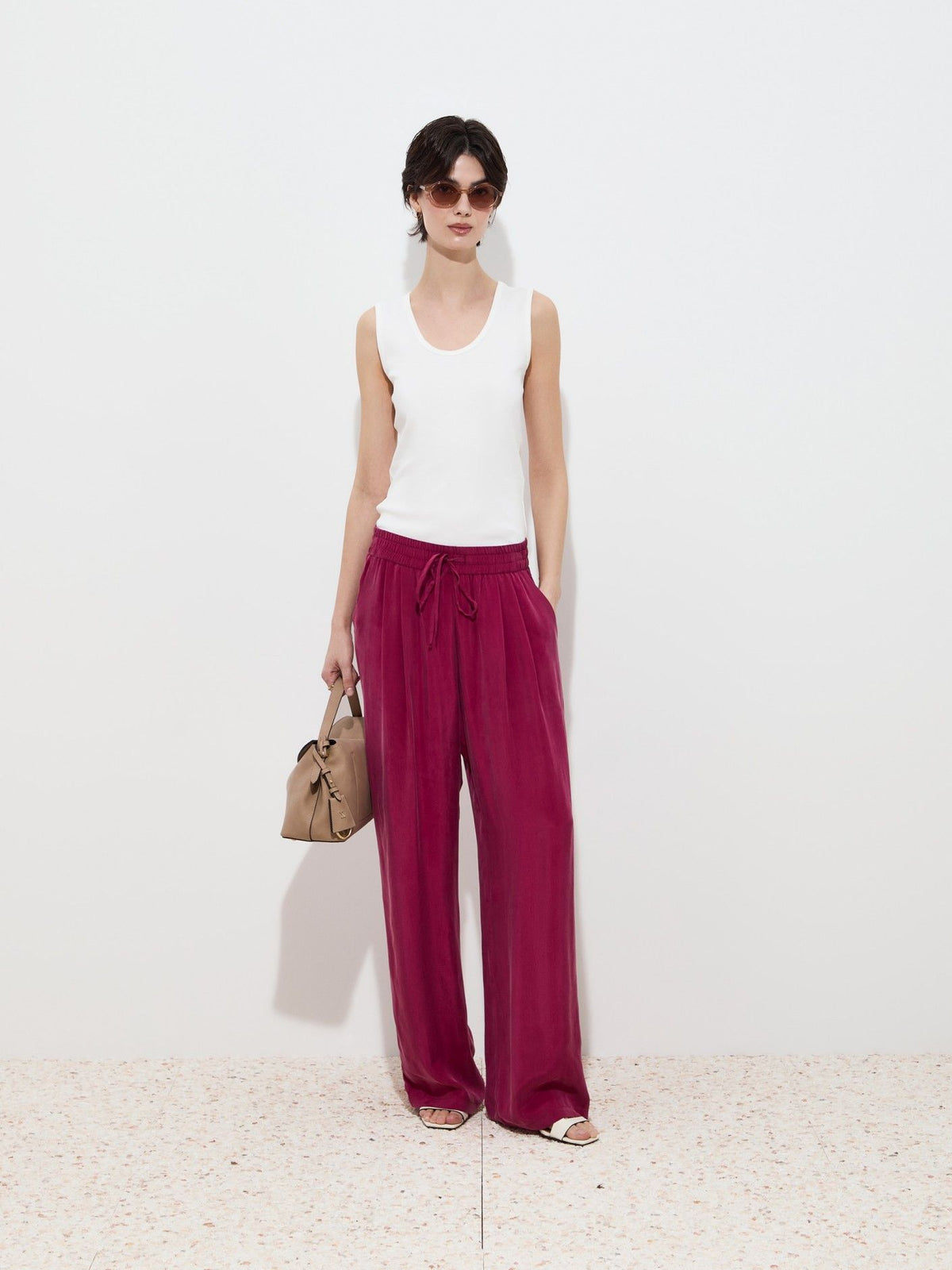 Pantalón Ancho Cintura Elástica Corte Recto