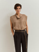 Pantalón Pierna Ancho de Lino con Pinzas