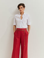 Pantalones de lino de pierna ancha