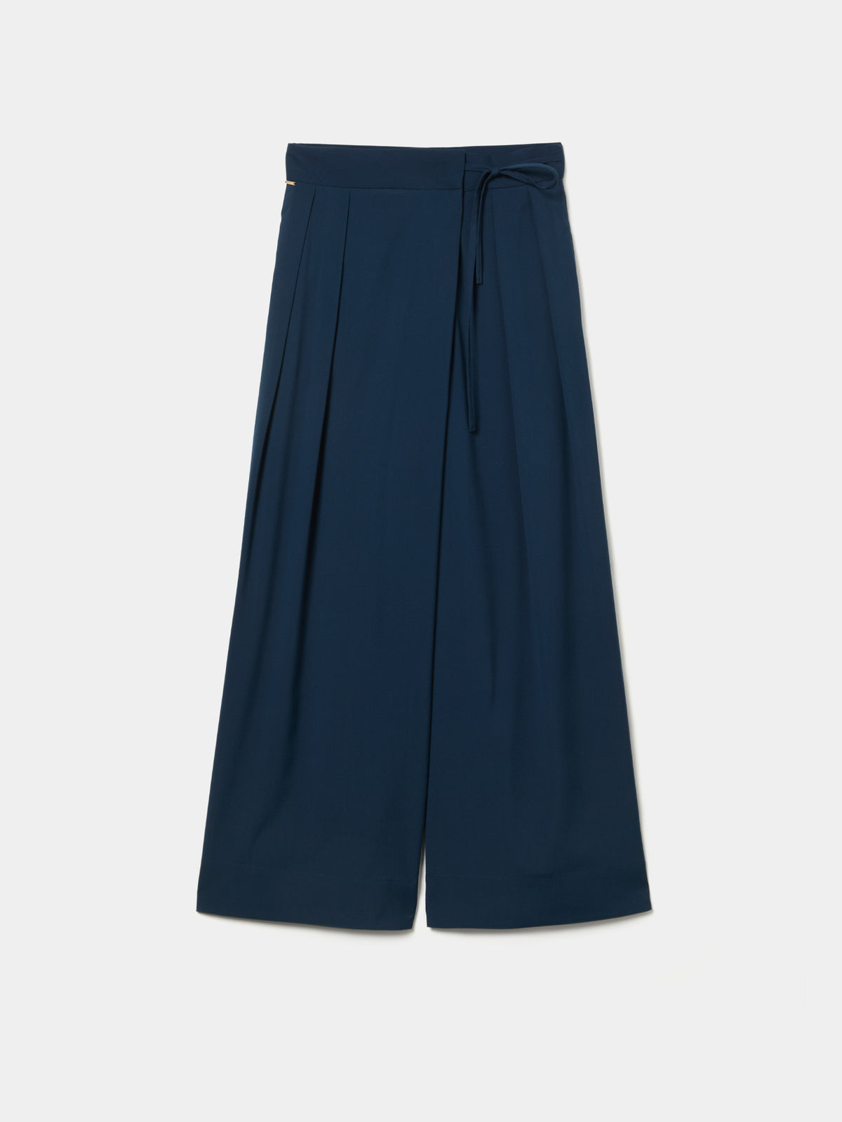 PANTALON PIERNA ANCHA CON PLIEGUES Y LAZO LATERAL