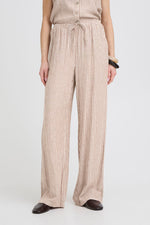 Pantalón Fluido de Rayas con Cintura Elástica y Lazada