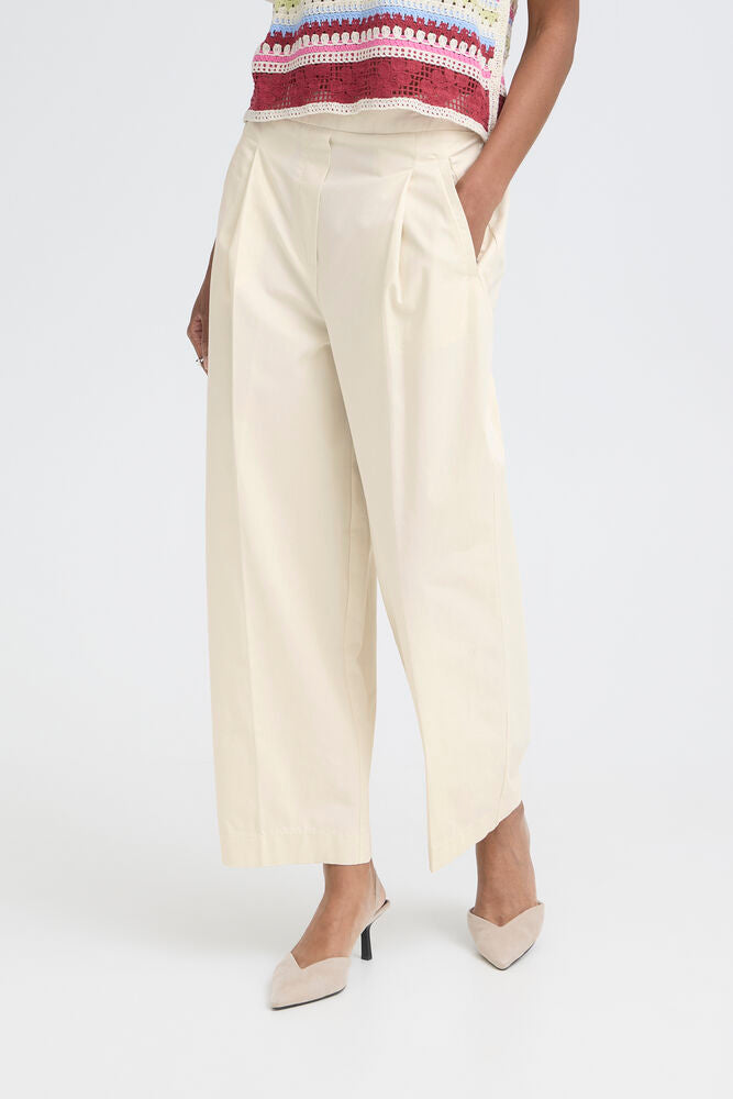 Pantalón Largo Tobillero crudo con Cintura Elástica