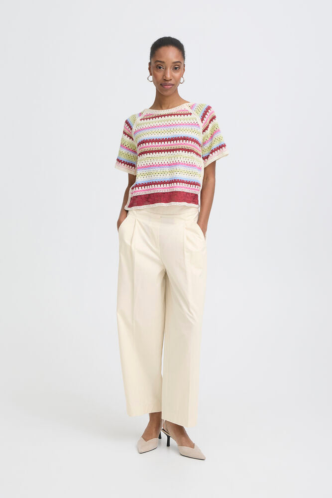 Pantalón Largo Tobillero crudo con Cintura Elástica