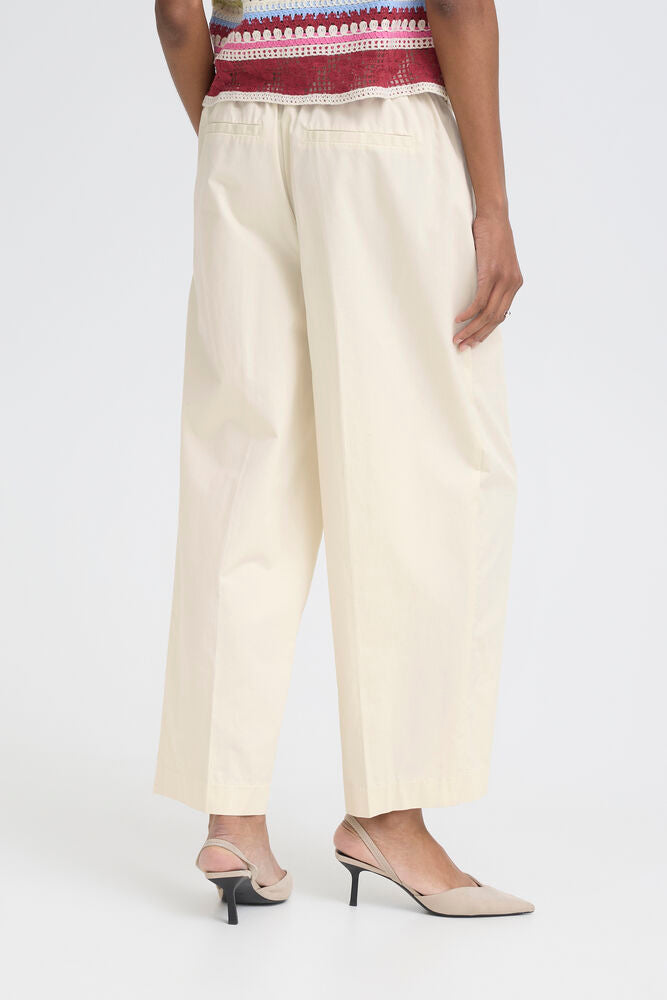 Pantalón Largo Tobillero crudo con Cintura Elástica