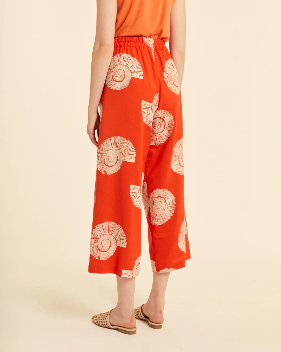 Pantalón Palazzo Estampado Bordado Caracolas