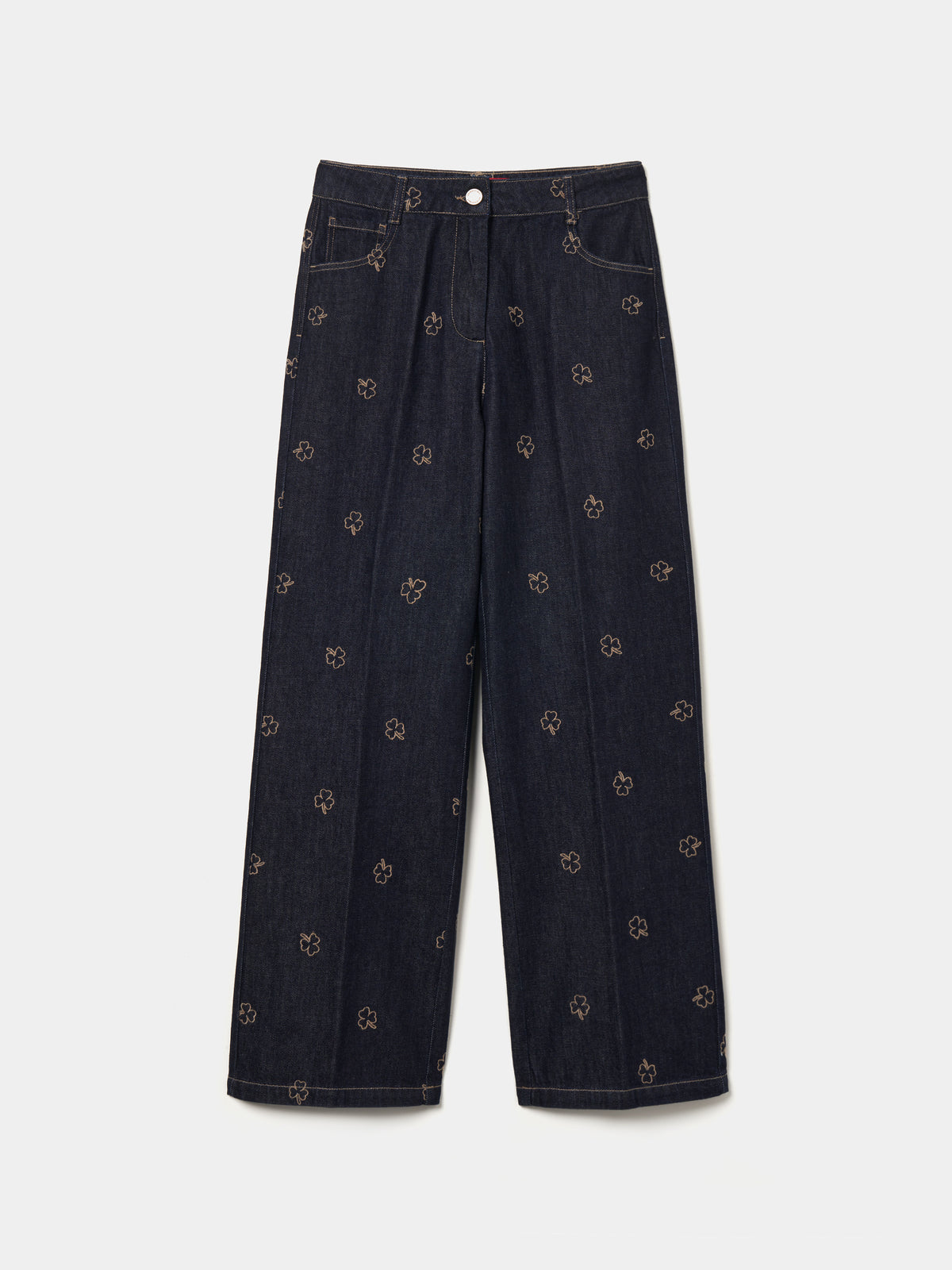 Pantalón Vaquero Ancho con Tréboles