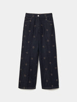 Pantalón Vaquero Ancho con Tréboles