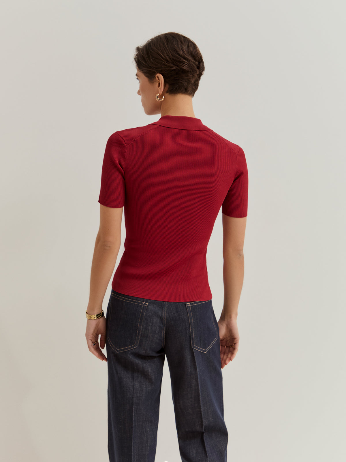 Polo Manga Corta en Punto Tricotado
