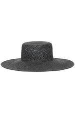 Sombrero Negro de Ala Ancha Tejido Trenzado