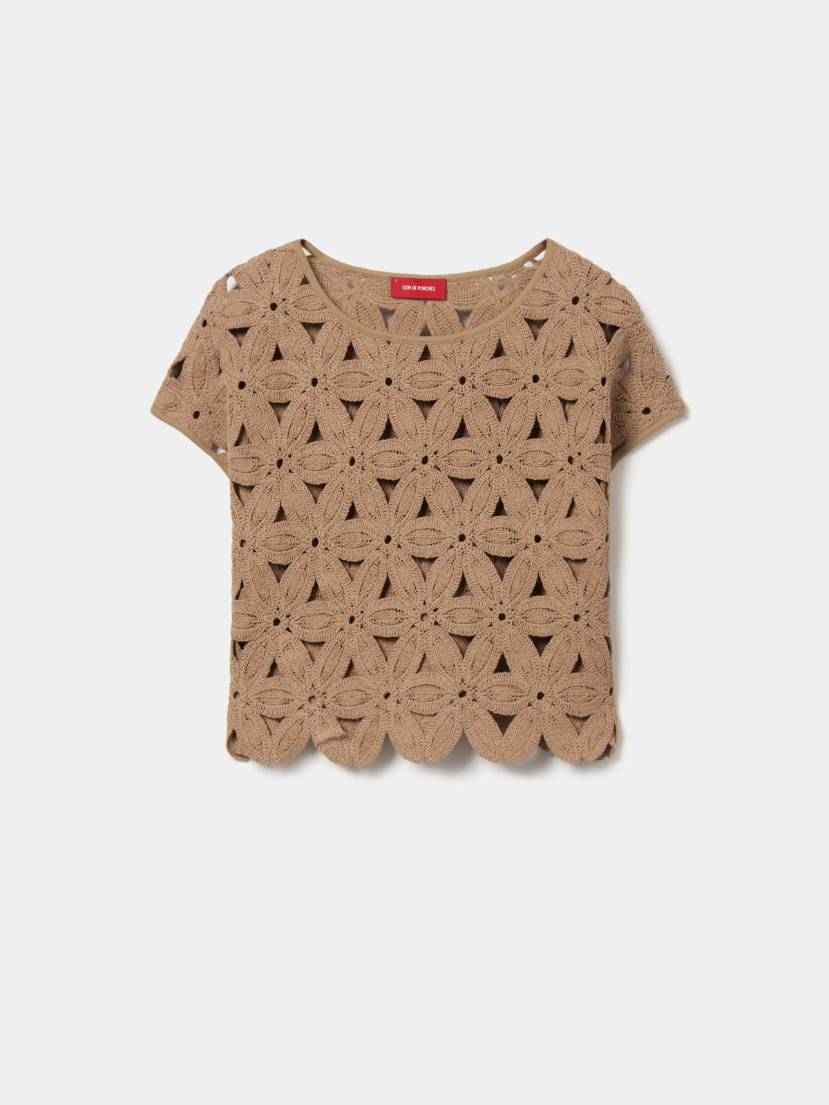 Top de ganchillo de algodón con diseño floral calado