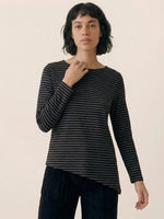 CAMISETA RAYAS CON CUELLO BARCO ASIMETRICA