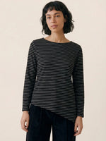 CAMISETA RAYAS CON CUELLO BARCO ASIMETRICA