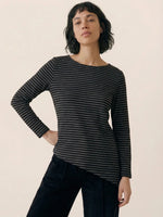CAMISETA RAYAS CON CUELLO BARCO ASIMETRICA