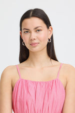 Top rosa de rayas con tirantes y frunce