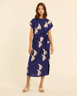 Vestido Anudado con Bordado Barcos