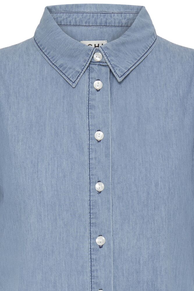 Vestido Camisero Denim de Manga Corta
