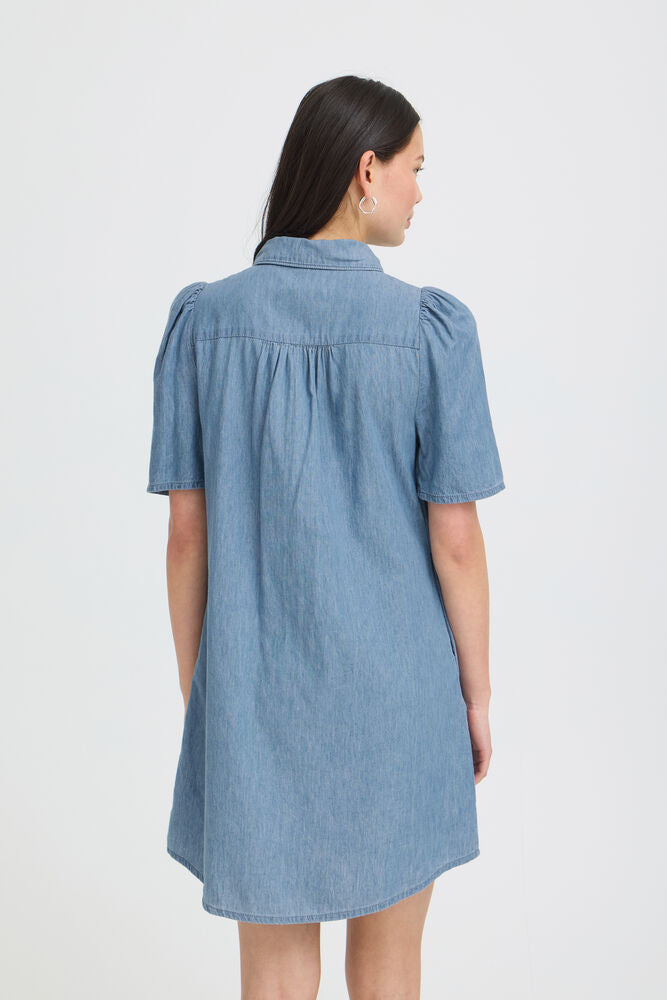 Vestido Camisero Denim de Manga Corta