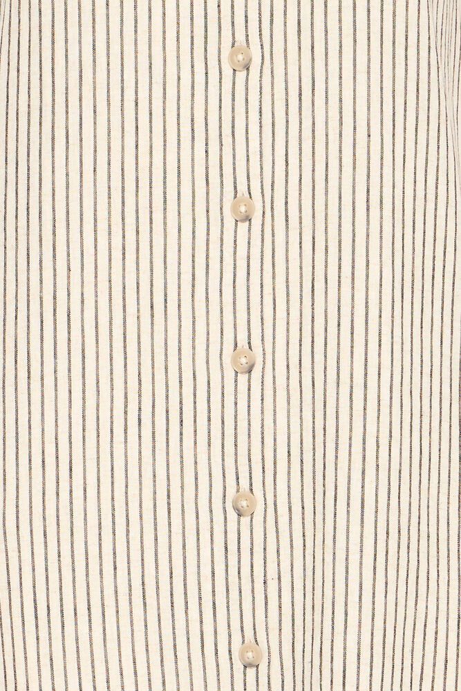 Vestido Camisero Midi Rayas en Tono Natural