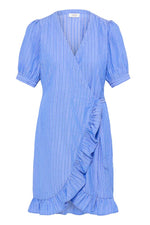 Vestido Cruzado de Rayas con Volantes