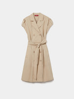 Vestido de Gabardina Midi con Cinturón y Tablas