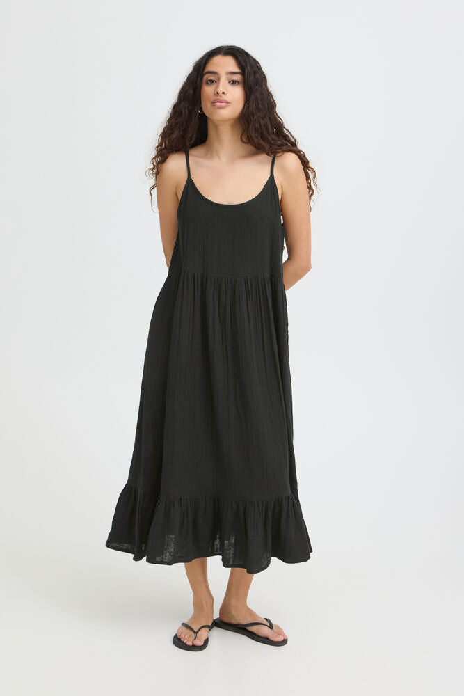 Vestido de tirantes en bambula con volante