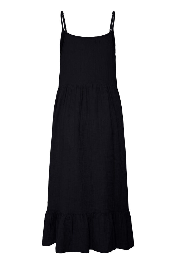 Vestido de tirantes en bambula con volante