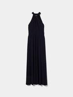 Vestido Escote Halter Largo Azul Marino