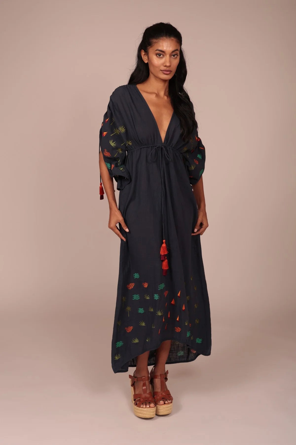Vestido Midi Estampado Mediterráneo