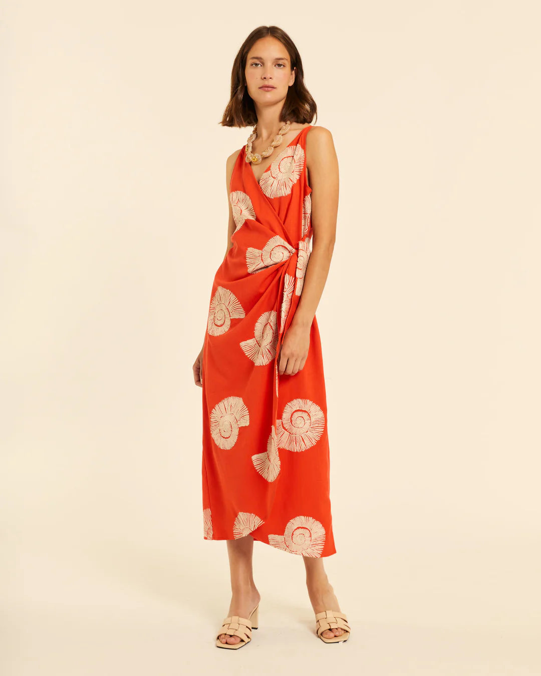 Vestido Cruzado Estampado Caracolas