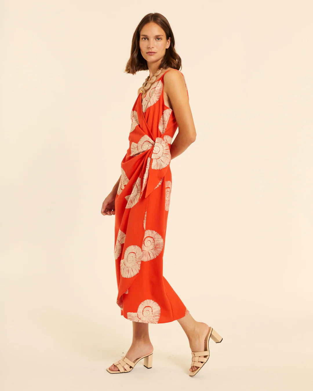 Vestido Cruzado Estampado Caracolas