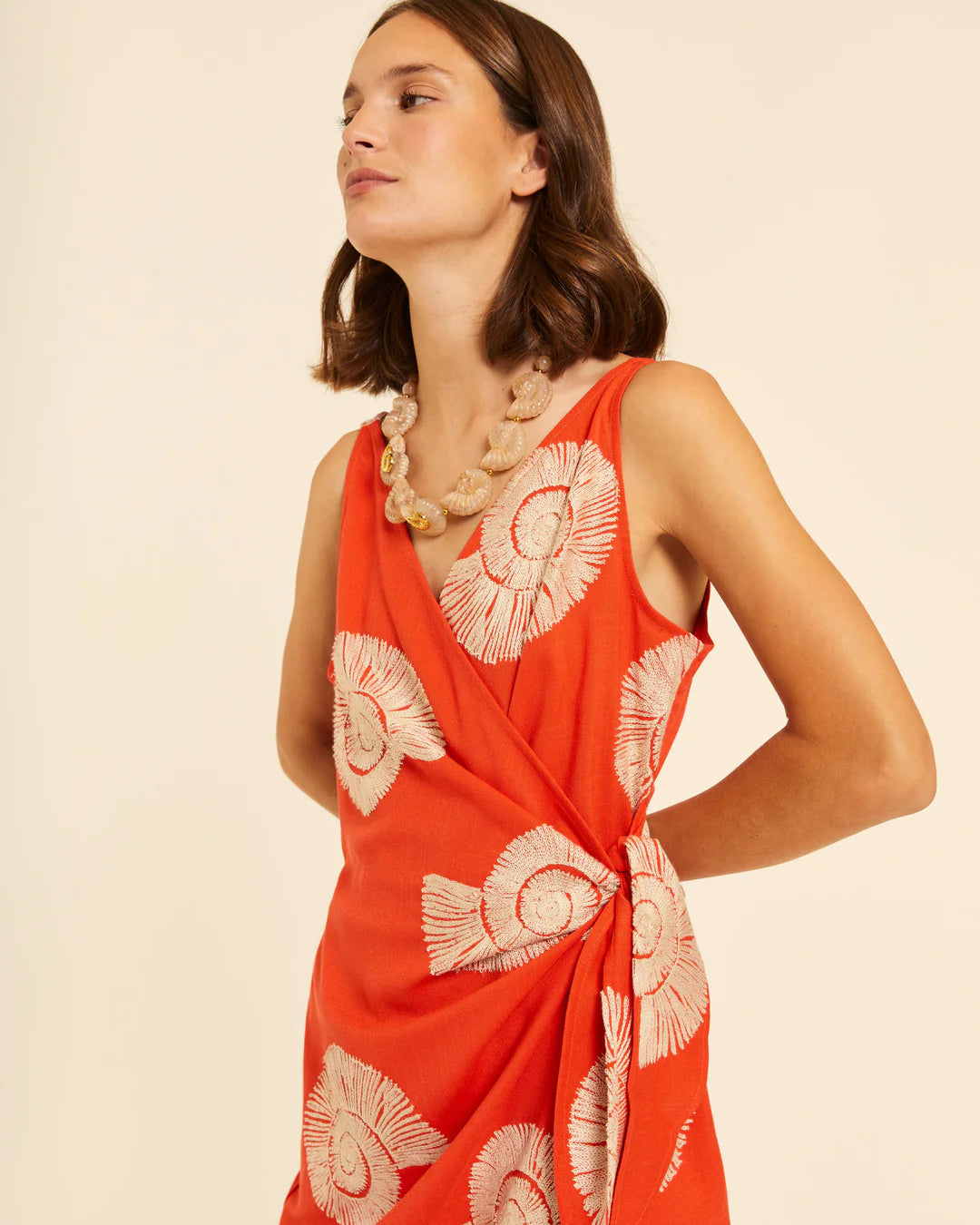 Vestido Cruzado Estampado Caracolas