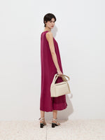 Vestido Midi Fluido con Escote Redondo