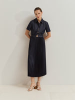 Vestido Denim Midi Plisado